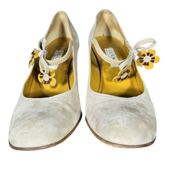 Isaac Mizrahi Made in Italy Tan Suede Mary Jane Heels | Women’s 7.5 - Picture 5 of 11